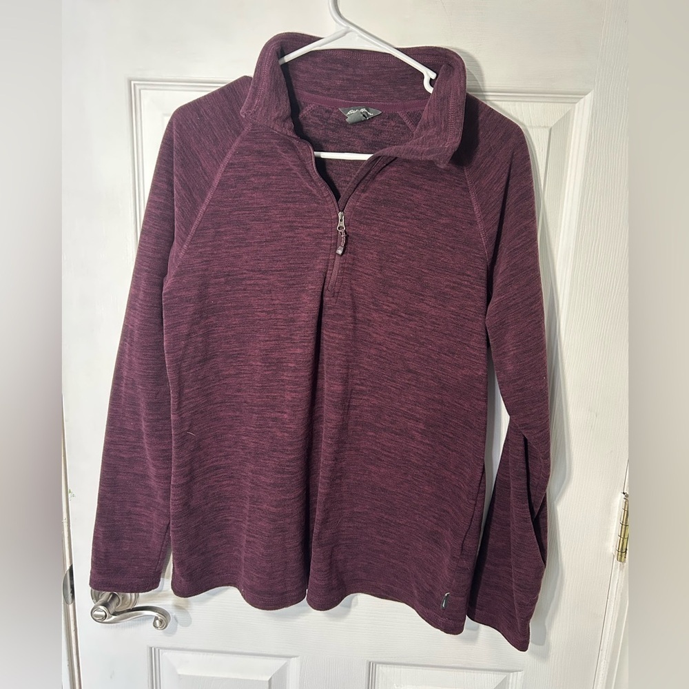 Eddie Bauer 1/4 Zip Burgundy Fleece Pullover. Women’s size Medium.
